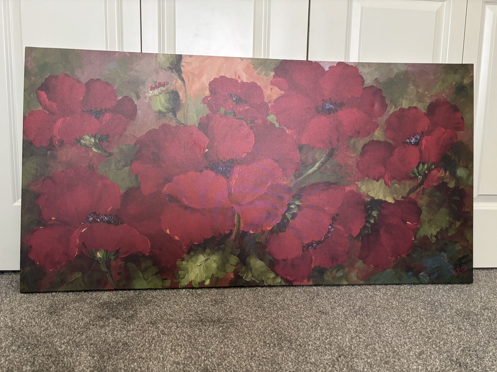 Large Canvas Poppy Flower Art