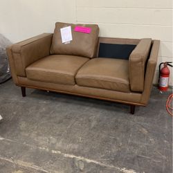 Abbyson Loveseat (Missing Pillow & Chipped Fabric) 