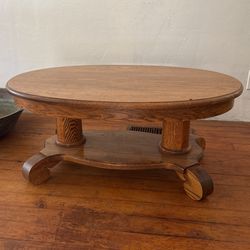 Nice Oak Coffee Table 37” X 34” 16.5” Tall Used