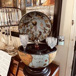 Zoffoli  Nettuno Safari Desk Bar Globe Refined Drinks Cabinet Historical Flair