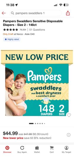 Pampers swaddlers size 2