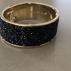 Kenneth Cole black stone and gold hinge bangle bracelet