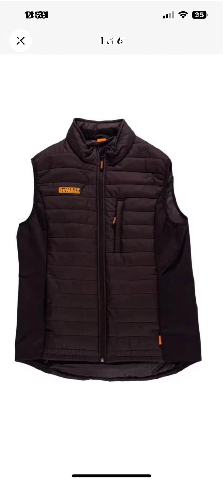 DeWALT Mens XL Hybrid Workwear Vest Black Pockets Nylon Stretch Side Panels