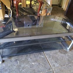 Grey Glass And Metal Tv Stand 60 W. 25 H. 
