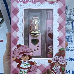 Strawberry Shortcake Lip Gloss Set 🍓 3pc Kawaii Makeup Gift Set NEW