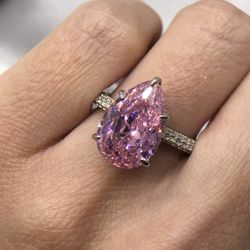 New S925 Sterling Silver Pink Diamond Ring,available Size:6,7,8