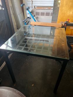 Glass Top Table with Metal Frame