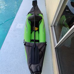 Two Inflatable Kayaks with Backpacks Paddles and Life Jackets