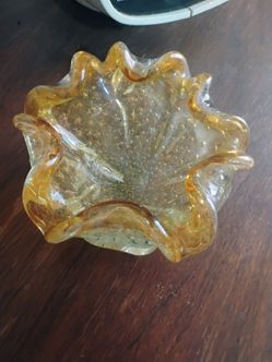 Amber-Colored Murano Glass Bowl, Italy, 1960s
