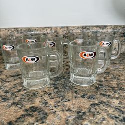 VINTAGE A&W ROOT BEER GLASS MINI MUG SET