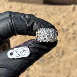 925 Silver Nugget Ring With Diamond Cut