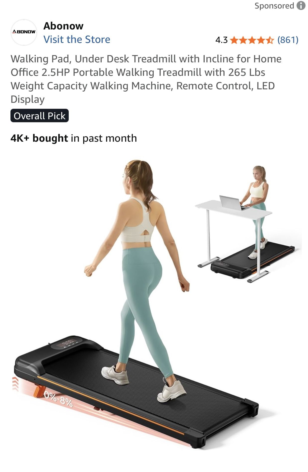 Abonow Treadmill With Incline And Remote Control New Factory Sealed 