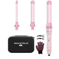 Wavytalk Rotating Curling Iron Set, Curlmaker Pro, Automatic Hair Curler with 3 Sizes Ceramic Barrel (0.5"-1"-1.25") for Tight & Spiral Curls and Beac