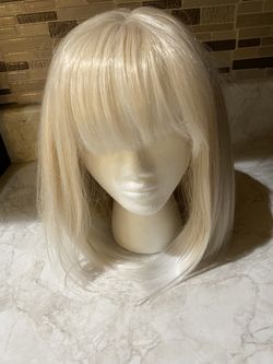 New! Blonde wig with bangs. Read description for details and location.
