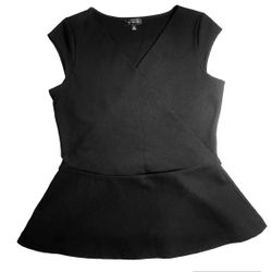 The Limited Women’s Black V-neck Wrap Ruffled Bottom Vest Sleeveless Top Size XS