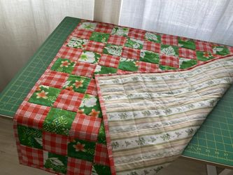 Quilt, Orange Palaka/Green Hibiscus