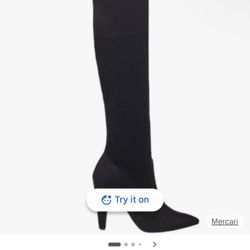 New Black Thigh High Draw String Boots Suede 