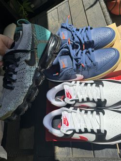 Nike Dunk Sb + Vapormax Lot Of 3 Pairs Of Shoes Red Swoosh Panda Vapormax Navy Gum Bottom