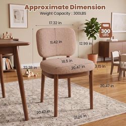 LE49 $50  Wooden Dining Chairs Set of 2, Solid Wood for Dining Room Khaki Mid Century Modern Upholstered Dining Chairs with Solid Wood Legs & Teddy Fl