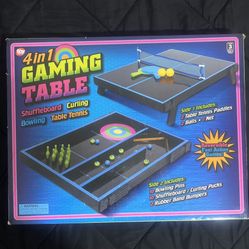 4-in-1 Tabletop Gaming Table - Table Tennis, Bowling, Curling & Shuffleboard