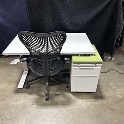 48x30 Haworth Standing Desk! Electric Height Adjustable Table! We Also Have Monitor Arms And File Cabs!