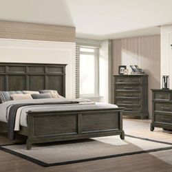 Brand New Grey 4pc Queen Bedroom Set (Available In Eastern King)