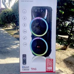 QFX Dual 15" Bluetooth rechargeable speaker with Two wireless Microphones  and LED lights 🎶🎶