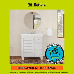 allen + roth Rigsby 30-in White Undermount Single Sink Bathroom Vanity with White Engineered Marble Top (Fully Assembled)