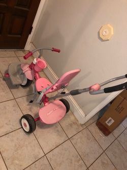 Pink radio flyer push tricycle 3 in 1
