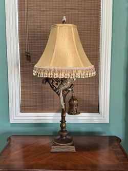 Home/Tropical Decor Tropical Table Lamps with Parrot Perched on Branch. Set of 2.  Height 34”