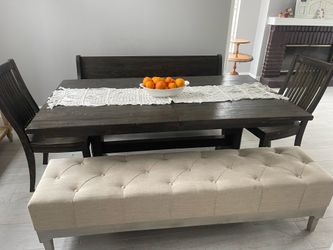 Dining table and chairs bench