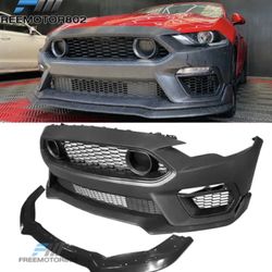 Fits 18-22 Ford Mustang Mach 1 Style Unpainted Black PP Front Bumper Cover