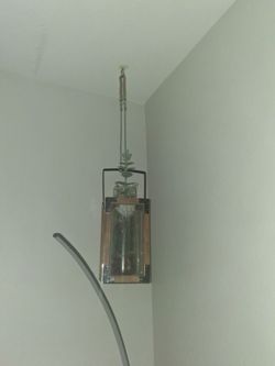 Hanging Lantern with Wood and Metal Frame