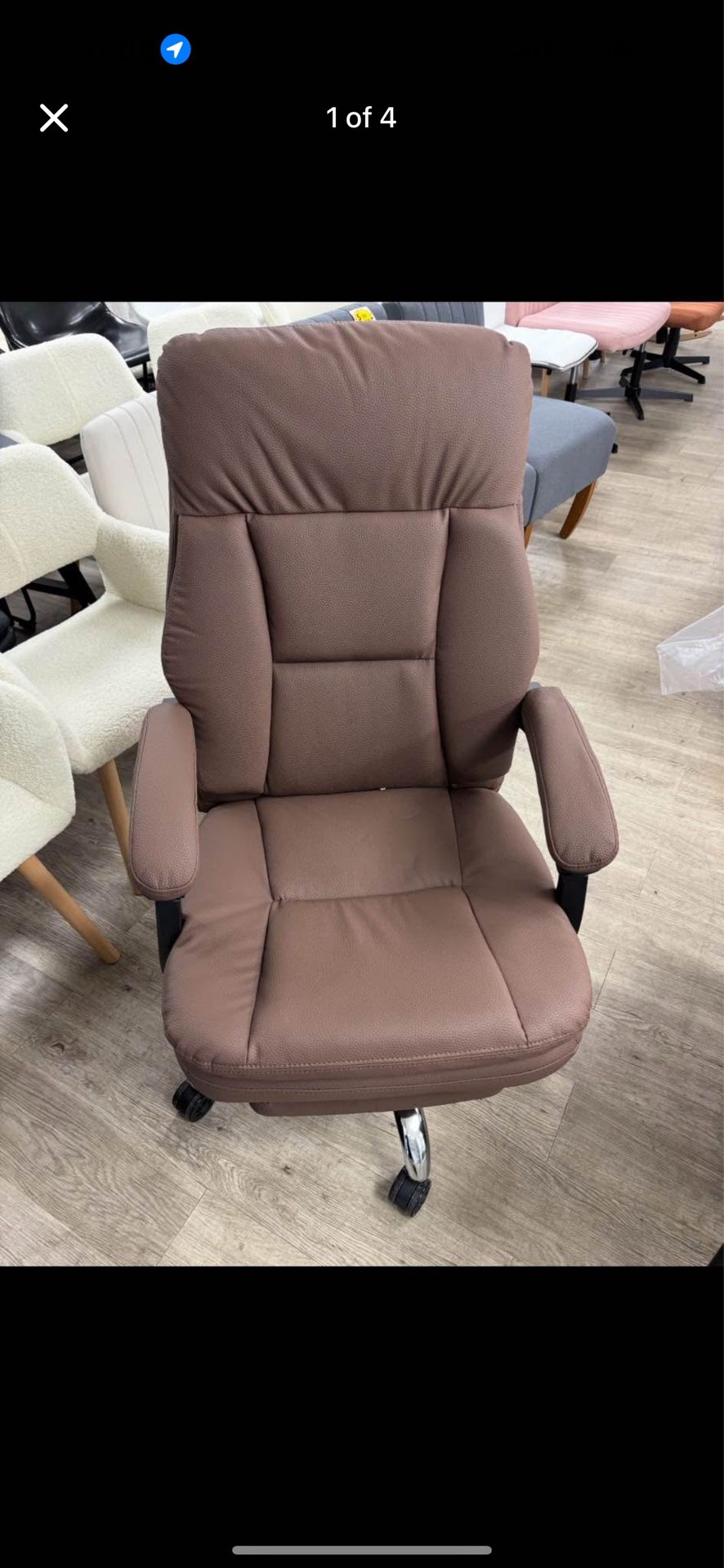 New big brown recline office chair with footrest