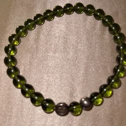 Genuine Moldavite Bracelet with Sterling Silver