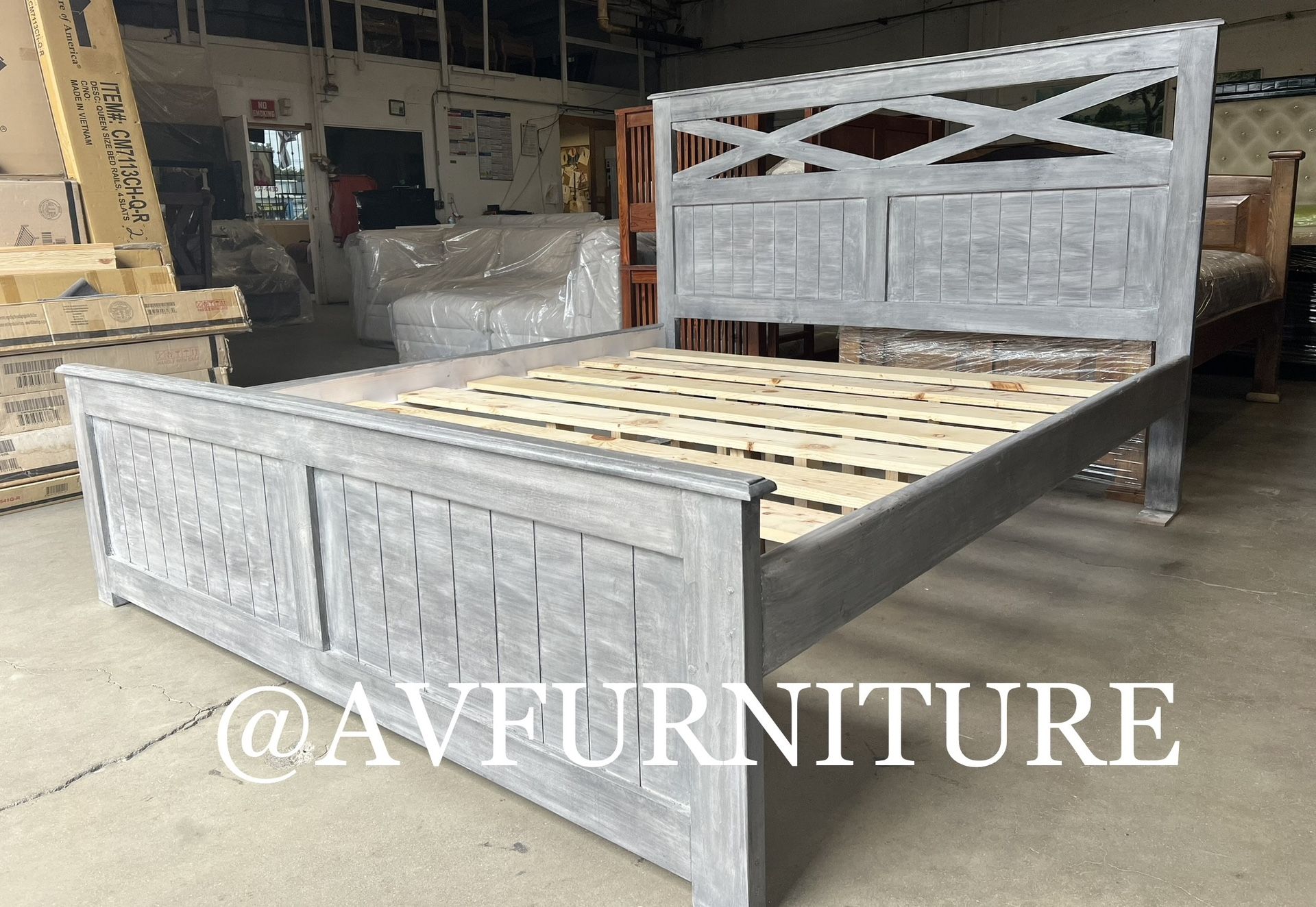 Solid Wood King Bed Frame