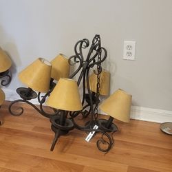 Dining Room/Livingroom & Entrance Chandelier wrought Iron, Brown with 5 shade & Dome Entrance Light