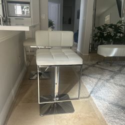 Two Adjustable White Stool