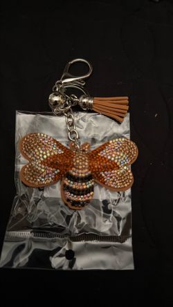 Rhinestone Bee Keychain with Tassel