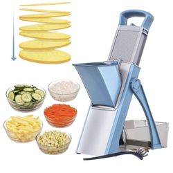 Vegetable Chopper Food Potato Cutter, Julienne Dicer Thickness 0.1-8 mm Kitchen Chopping Fast Meal Prep Perfect Kitchen Gift with Detachable Blades