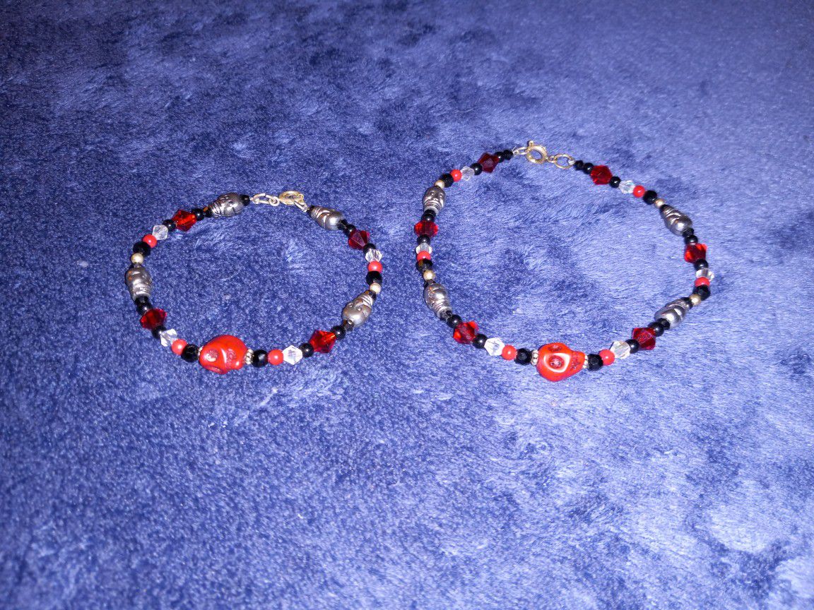 Red Skull Bracelet And Anklet 