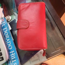 Large Red Wallet Real Leather On Sale
