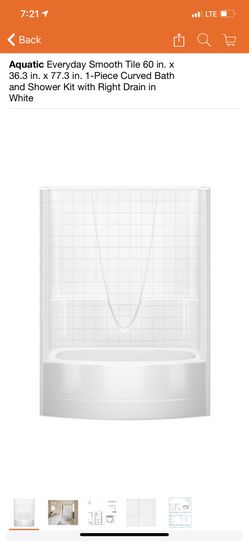 Aquatic 60”x36” one piece shower