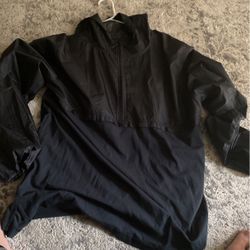 Black Windbreaker With Hoodie XXL