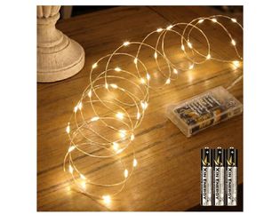 16FT 50LED Fairy Lights Battery Operated (Included), 8 Modes & Time Waterproof Silver Wire, Mini Twinkle Starry Firefly Lights, For Mason Jars Party W