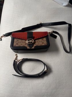 NWT Coach Georgie Shoulder Bag in Signature Canvas Block Colorblock with Rivets