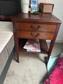 Wood Nightstand with Two Drawers