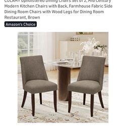 COLAMY Mid Century Modern Upholstered Dining Chairs Set of 2 Brown