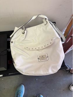 White leather handbag