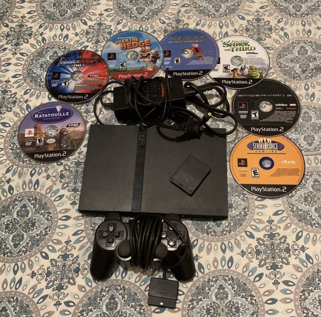 Sony PlayStation 2 PS2 Slim Black Console Bundle Tested Works